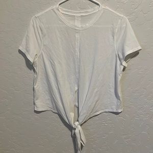 Size 4 Lululemon white tie front T-shirt